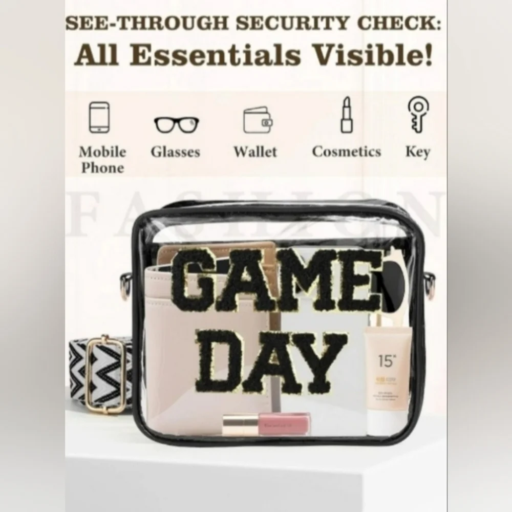Game Day Stadium Clear Bag Purse~Black